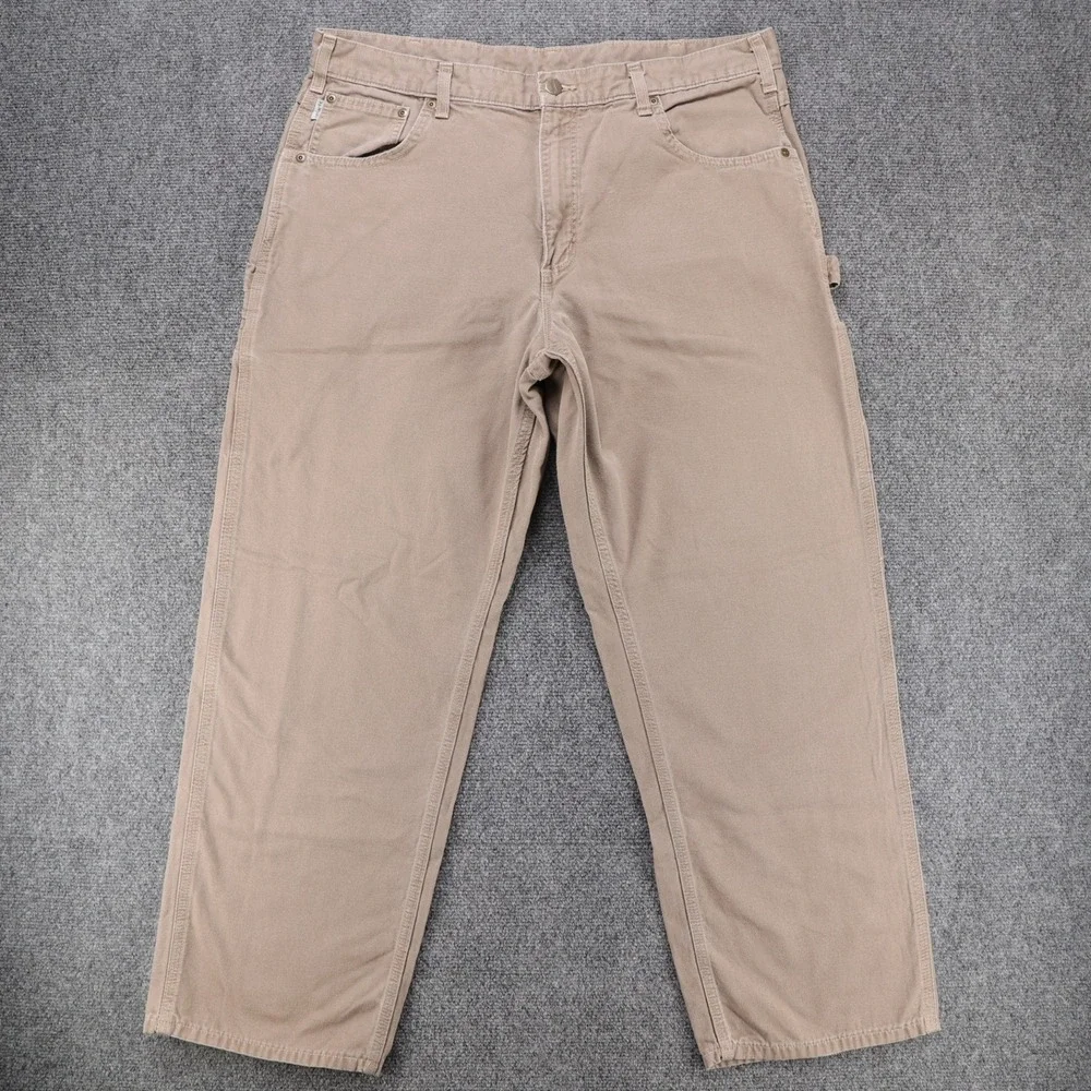 Carhartt B159 MUS Mens Loose Fit Canvas Carpenter Pants Taupe 38x30 (Fits 38x29)